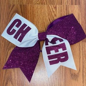 Purple glitter cheer bow